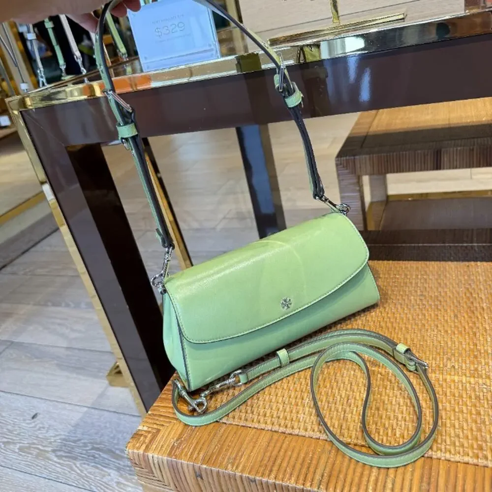 Tory Burch Rory Glazed Flap Shoulder Bag 177319 $625 Frond